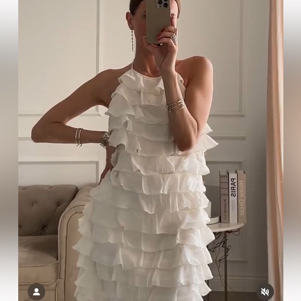 Zara ruffle halter neck dress - Picture 2 of 10